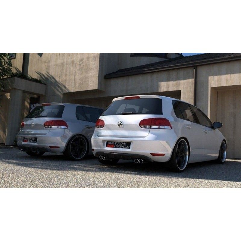 Maxton RAJOUT DU PARE-CHOCS ARRIÈRE VW GOLF VI AVEC 2 ECHAPPEMENT Gloss Black, VW-GO-6-RS2G Tuning.fr