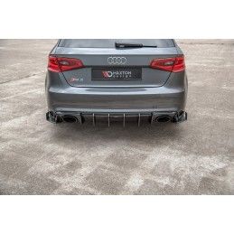 Maxton Sport Durabilité Lame Du Pare Chocs Arriere + Flaps Audi RS3 8V Sportback Black + Gloss Flaps, AURS38VCNC-RSD1B+RSF1G Tun