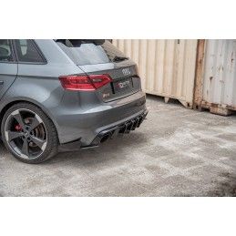 Maxton Sport Durabilité Lame Du Pare Chocs Arriere + Flaps Audi RS3 8V Sportback Black + Gloss Flaps, AURS38VCNC-RSD1B+RSF1G Tun